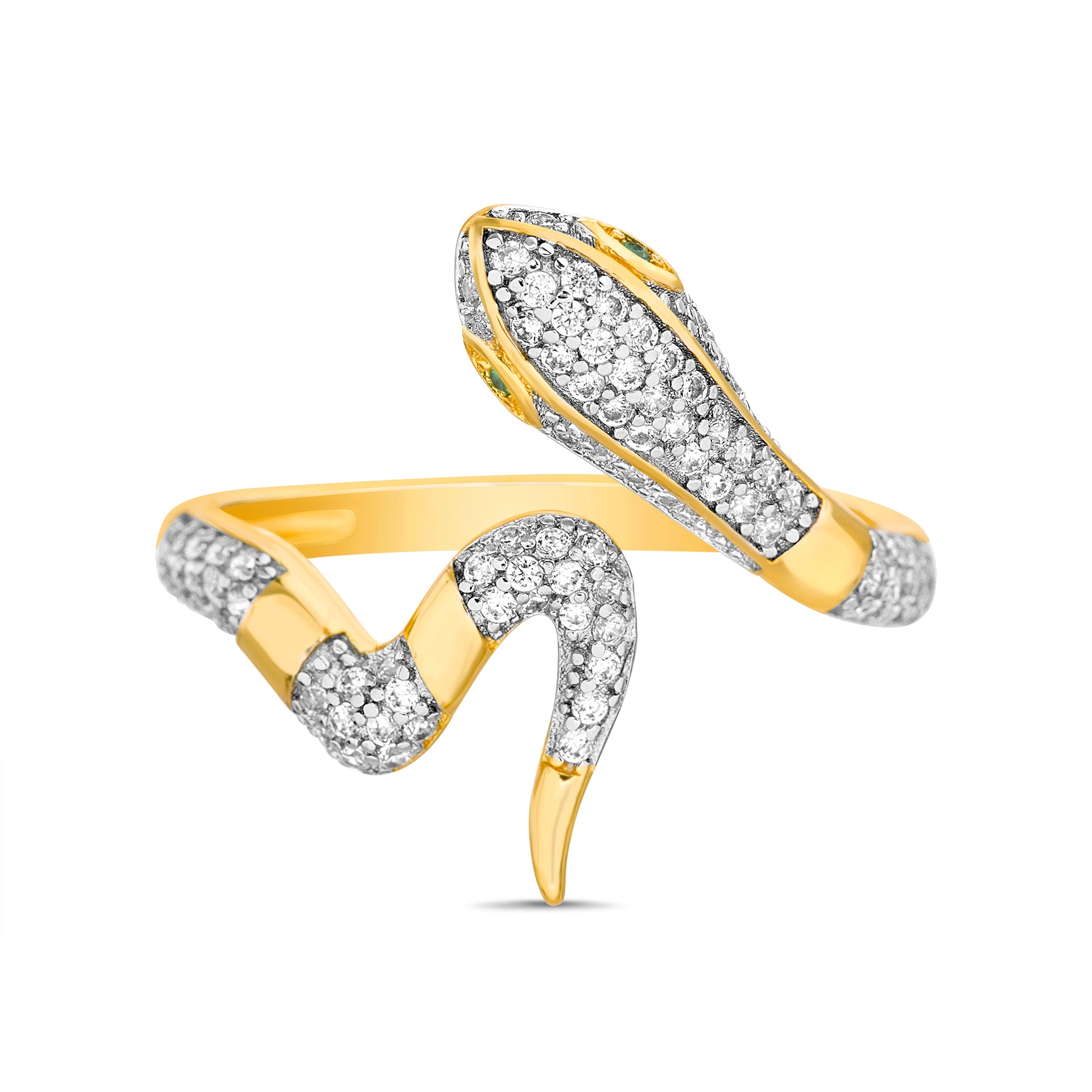 Gold CZ Pave Snake Open Ring